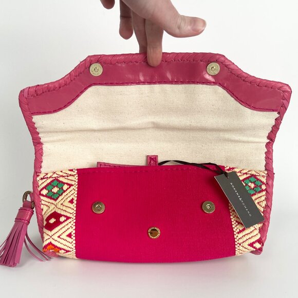 New Anthropologie Clutch Purse Woven Boho Tassel Bohemian Coastal Cowgirl Hippie - Picture 3 of 8